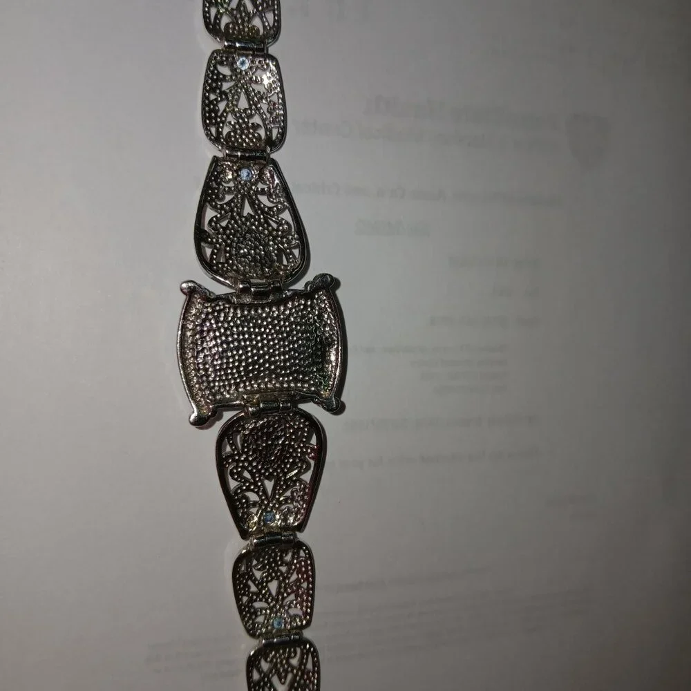 NEW Silver and Turquoise with Blue Accent Stones Toggle Bracelet - Picture 4 of 5